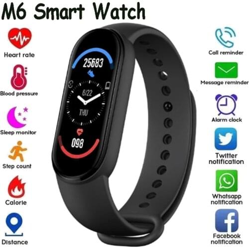 2021 M6 Smart Watch Bracelet for Apple Watch Xiaomi Huawei Waterproof Digital Electronic Watch Fitness Tracker M6 Sports Watch