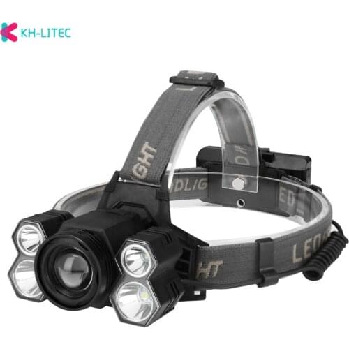 3*T6+2*XPE LED Headlamp Zoomable Headlight Waterproof Head Torch USB Charging 18650 Flashlight Fishing Hunting Head Lamp