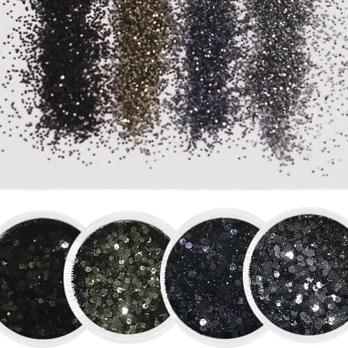 4boxes Chunky Glitters Holographic Black Gold Hexagon Iridescent Purple Pink White Acrylic Glitter Sequins & Powder ,io98988998