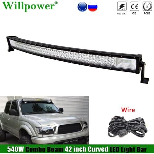 4X4 SUV Car Roof 540W 42" inch Curved LED Light Bar For Jeep 4WD Tundra 4runer Offroad Truck 3Row LED Bar Driving Fog Lamp +Wire