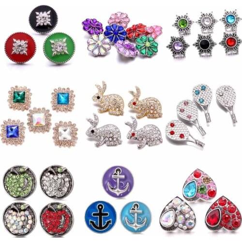5pcs/lot New Snap Jewelry 18mm Snap Buttons Crystal Rhinestone Flower Snaps Fit Snap Bracelets Bangles Women Button Jewelry