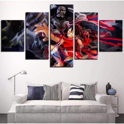 5 Piece Wall Art Canvas Anime Manga Posters Pirate King Figure Picture And Prints Decoration Paintings For Living Room The Wall