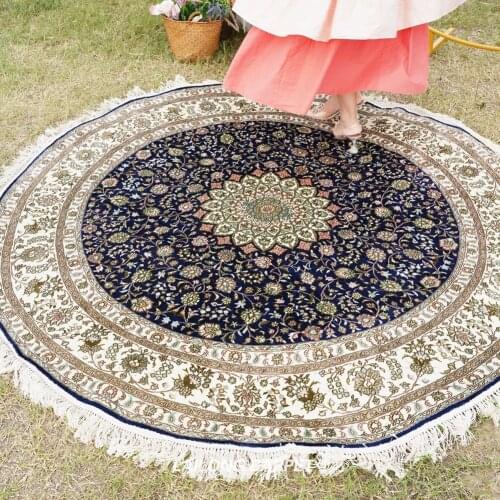 6'x6' Persian hand-woven indoor silk area carpet qum silk carpet (YXR308B)