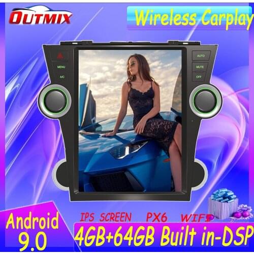64G PX6 Tesla Style Android 9.0 Car Radio GPS Navigation For Toyota Highlander 2008 Auto Stereo Multimedia Player Head Unit DSP