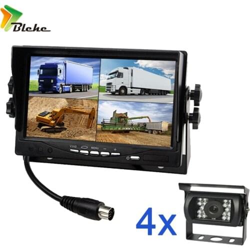 7 inch Rear View Camera car screen bus tractor headrest with split quad monitor RVT trailer for truck kit backup stying dvd phon