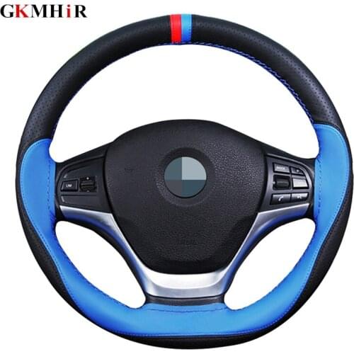 Anti-slip steering-wheel Fiber Leather Car Steering Wheel Cover Case With Needles And Thread Automobile Interior accessories