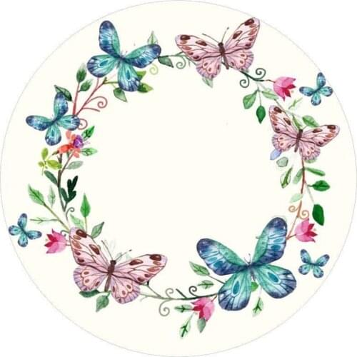 Butterflies Floral Birthday Round Fabric Backdrop Banners Photography Custom Newborn 1 Year Background Stand Party Decor