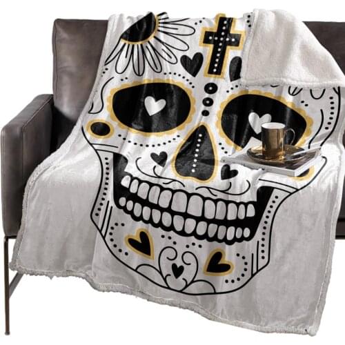 Skull Head Blanket Floral Fleece Blanket for Kids Girl Couch Soft Plush Bedspreads Quilt Drop Ship Blankets for Beds