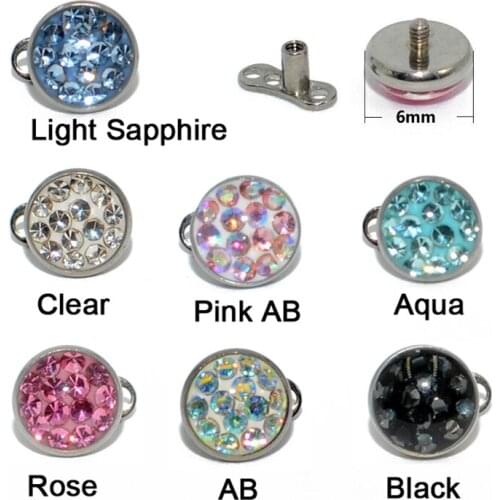 CHUANCI 1Pc Titanium With Epoxy CZ Crystal Top Dermal Anchor Skin Diver Implants Body Piercing Jewelry