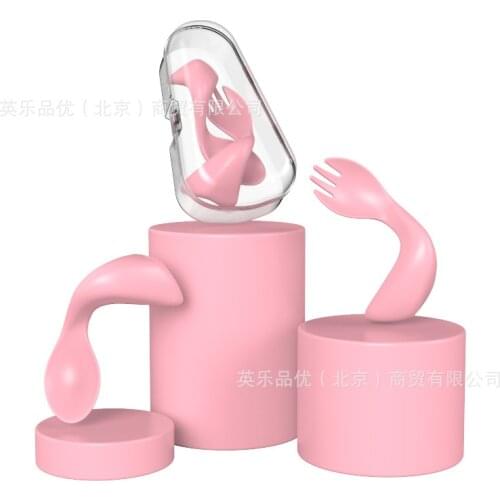 Baby Learning Eat Training Spork Elbow Head Tilt Handle Baby Children Solid Food Bowl Tableware Set dish set plates and bowls