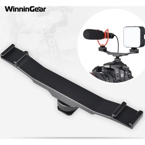 Double Hot Shoe Mount Extension Bar Dual Bracket for DV DSLR LIGHT Microphone Accessories