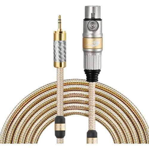 Hifi Condenser Mic Cable Mini Jack 3.5 to XLR Female for Microphone Headphone with Silver-plated Conductor Balanced Cable 1M 3M