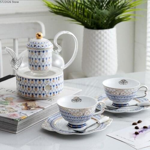 European-style ceramic coffee cup mug home light luxury Phnom Penh cup saucer teapot couple coffee cup with spoon red tea cup