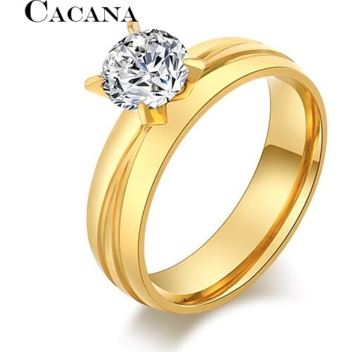 CACANA Stainless Steel Rings For Women With Notch Fashion Jewelry Wholesale NO.R41