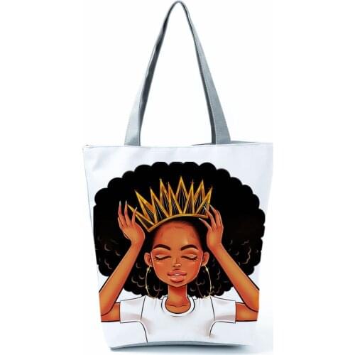 Cool Afro Girl Printed All-Match Ladies Handbags Eco Friendly Beach Bags for Women Large Capacity Female Shopping Shoulder Bag