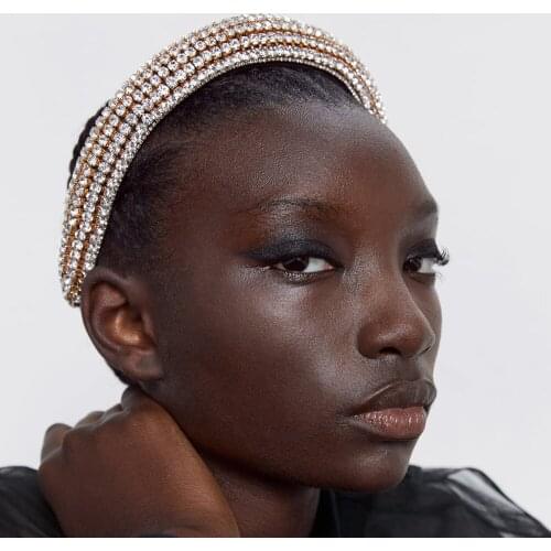 Lalynnly Full Rhinestone Headband For Women Sparkly Crystal Padded Hairband Luxury Fashion Hair Hoops Headwear Hair Accessories