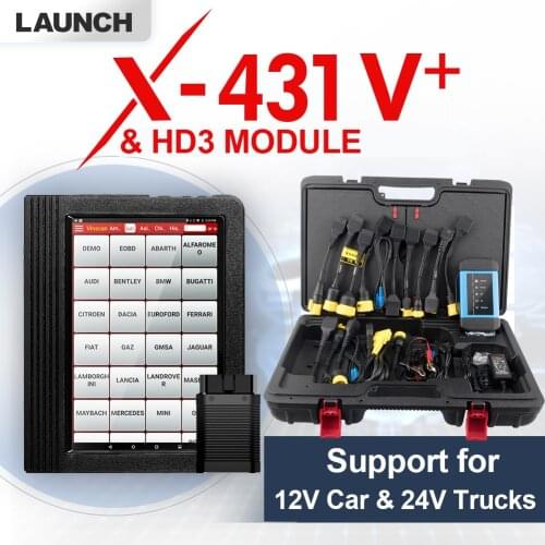 Launch X431 V+ V Plus OBD2 Scanner HDIII Model Heavy Duty Car Diagnostic Tool Automotive Scanner for 12V Cars & 24V Trucks