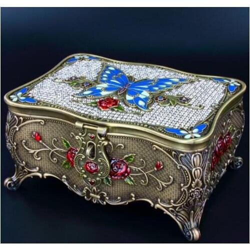 European bronze color metal jewelry box, metal storage box craft container for home decoration girl gift Z067