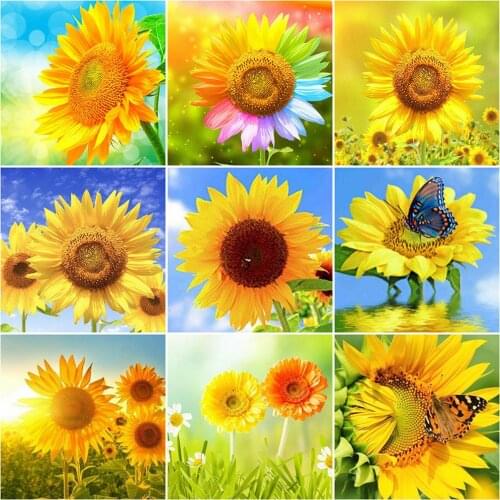 MomoArt Diamond Embroidery Flower New Arrival Diamond Painting Sunflower Cross Stitch Sale Mosaic Picture Rhinestones Handicraft