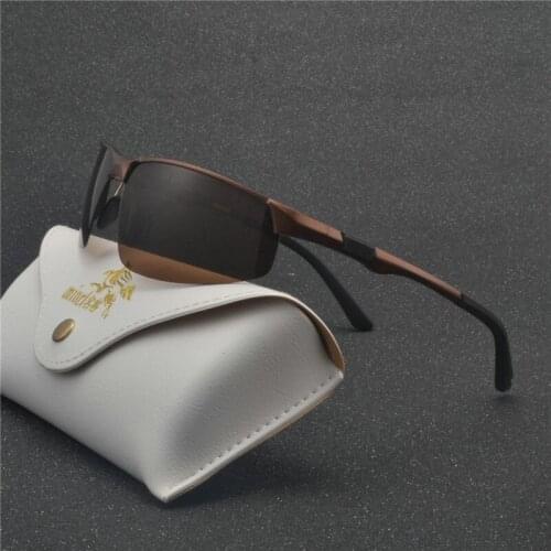 2019 New Men Polarized Rimless Aluminum Magnesium Sunglasses Driving Fishing Polarised Eyewear Rectangle UV400 Sun Glasses NX