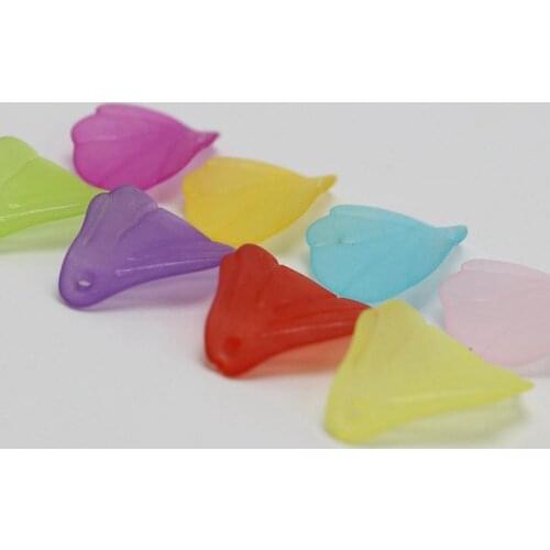 10 Mixed Color Frosted Acrylic Large Petal Leaves Beads Charm 40X44mm Flower