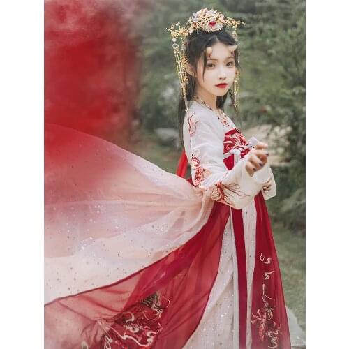 Han Shang Hualian Store Celebration Original Improved Hanfu Womens Chest Hanfu Long Robe Outer 8 M Large Swing Dragon Pattern