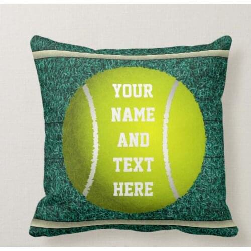 Personalized Name Tennis Throw Pillow, Home Decoration Pillow Cover, Sofa Cushion Cover Gift 18 by 18-Inch