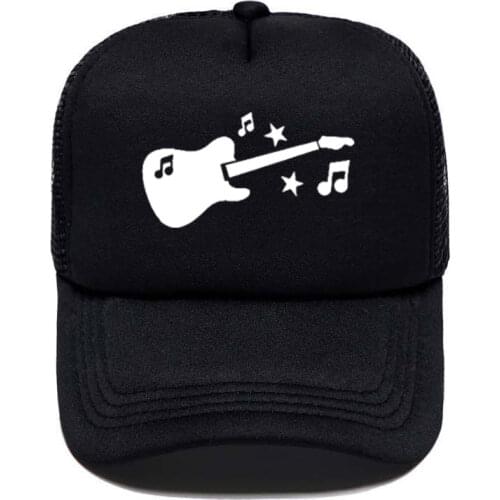 Guitar Music Printed Casual Funny Baseball Cap Trucker Hat For Women Men Unisex Mesh Adjustable Size Parent-child Hats