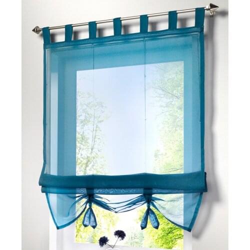 Simple Roman Curtains Solid Sheer Window Curtain For Kitchen Living Room Polyester Voile Screening Panel Lifting Tube Curtains