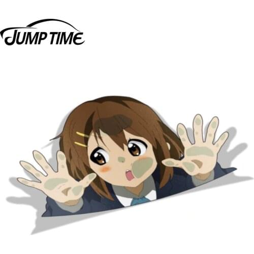 Jump Time 13cm x 7.8cm For K-ON! BIG HEAD Anime 3D Kawii Decal Funny Cartoon Car Stickers Vinyl Decor For Car Window Bumper