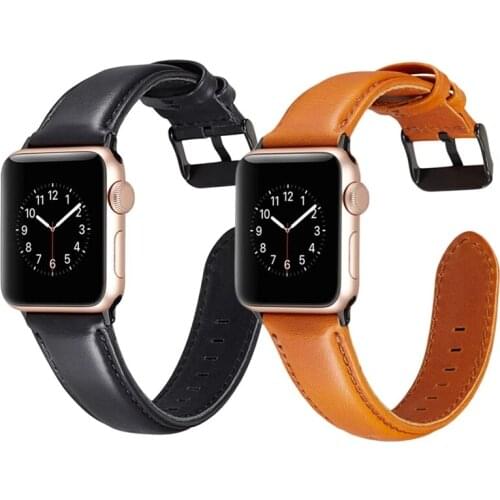 Genuine Leather Watch Strap for Apple Watch 44mm 40mm 42mm 38mm Band Leather Loop Vintage Replacement for iWatch 6 5 4 3 2 1 SE