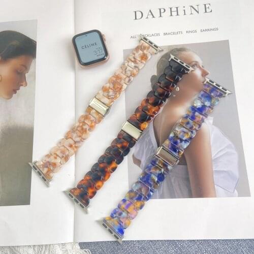 Resin Women Strap for Apple Watch Band 44mm 40mm Lady Loop 38mm 40mm iWatch 6SE 5 4 3 2 1 Correa Bracelet Wristband Accessories