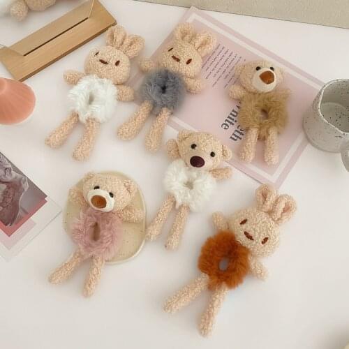 New Women Girl Cute Plush Bear Rabbit Scrunchie Sweet Ponytail Elastic Hair Bands Decorate Tie Headband Fashion Hair Accessories