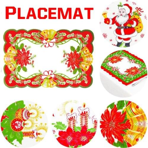 Christmas Dining Table Mat Decoration Innovative Xmas Printed Placemat Christmas Decor for Restaurant Tableware Kitchen&Dining
