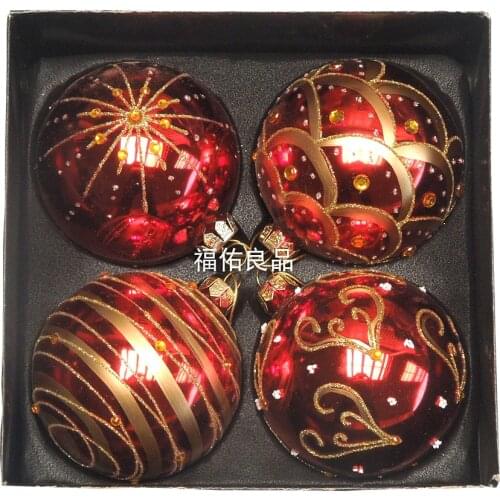 Red Color Xmas Balls 8CM DIAMETER BALL Christmas Tree Decoration Christmas Supplies Gift 4PCS /PACK