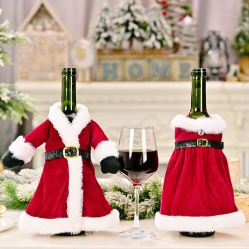 Christmas Decorations For Home Santa Claus Wine Bottle Cover Christmas Costume Decorations Christmas Party Table Decor