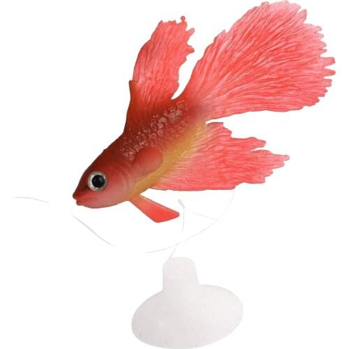Silicone Aquarium Suction Cup Emulational Artificial Fish Ornament Red