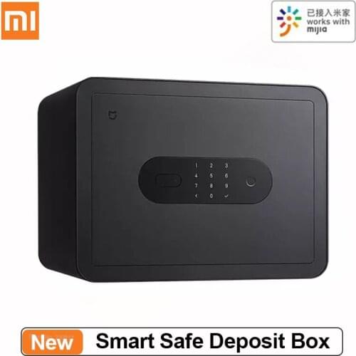 Xiaomi Mijia Smart Safe Deposit Box Fingerprint Unlock Remote Alarm Reminder Anti-Drilling Work with MiHome App Strongbox
