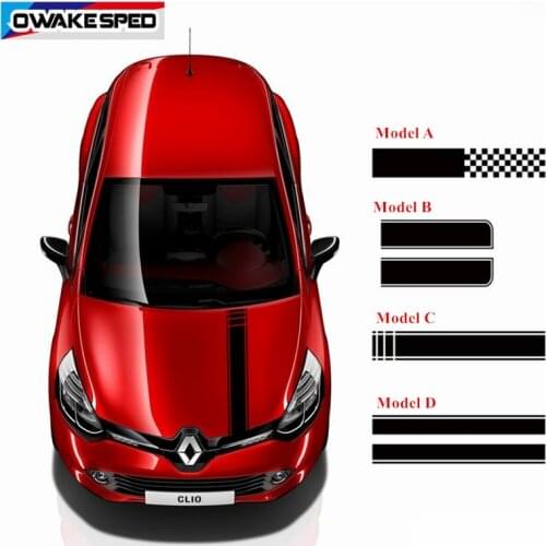 Sport Stripes Car Bonnet Hood Stickers Racing Styling Auto Engine Cover Decor Vinyl Decals For Renault Clio RS