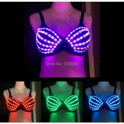 LED luminous glasses Gloves Costume bra bar performance cool dance costumes low laser fluorescence