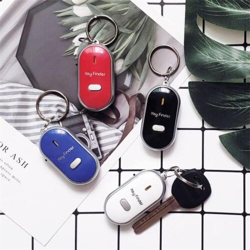 LED Whistle Key Finder Flashing Beeping Sound Control Alarm Anti-Lost Key Locator Finder Tracker with Key Ring