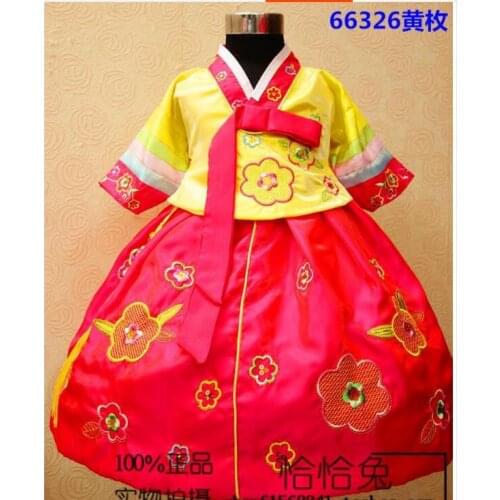 Hanbok girl Spring Korea Embroidered dress Princess skirt Send headdress Children