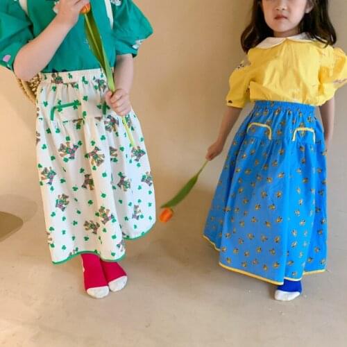 Girls summer cartoon skirts Korean style 2021 cute baby girls cotton casual skirts 1-7Y