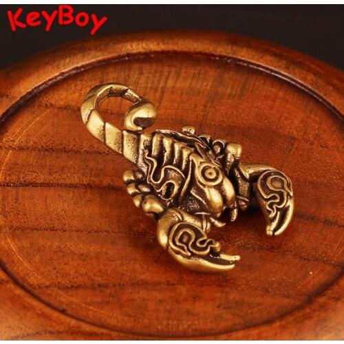 Vintage Brass Scorpion King Animal Keychain Pendant for Men Copper Punk Key Chain Metal Bag Car Key Ring Fashion Keyring Jewelry