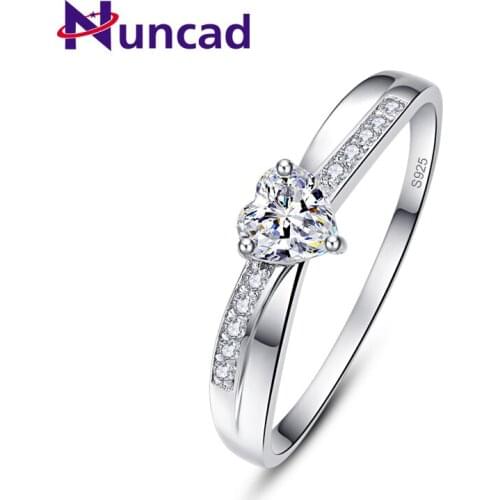 Nuncad silver plated Wedding Rings 5*5mm Heart Shape Sterling Silver Ring Engagement Accessories ring For Women Y0065R
