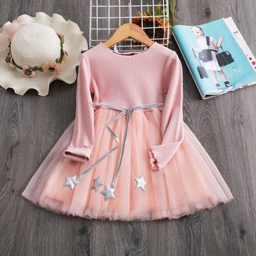 Winter Kids Dress For Baby Girls Long Sleeve Party Tutu Princess Clothing Children Casual Wear 2 3 4 5 6 7 Year Autumn Clothes