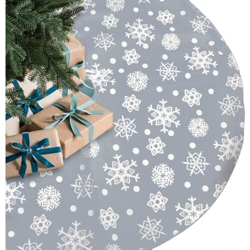 1pc Christmas Tree Skirts 48inch White Snowflake Pattern Xmas Tree Mats for Party Home Decoration