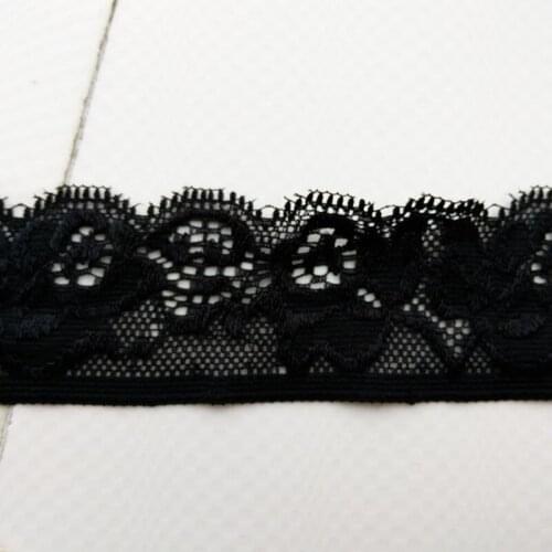 10 yards / batch of beautiful black embroidered elastic lace 3.5 cm wide DIY clothing lace jewelry accessories