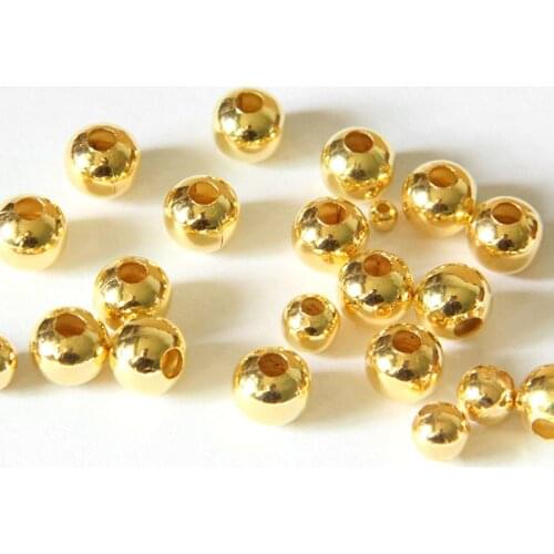 100Pcs gold-plated iron ball loose beads positioning beads all kinds of diy necklace jewelry accessories beads