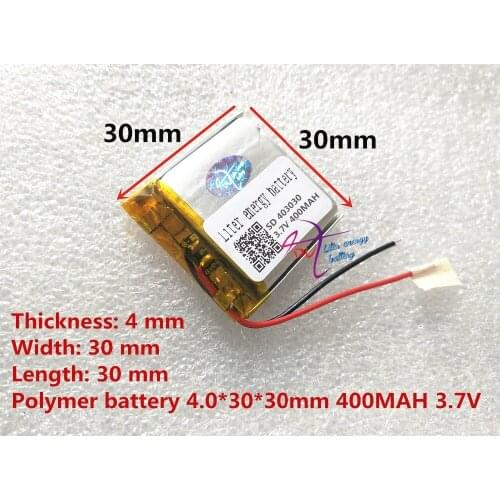 2pcs [SD] 3.7V,400mAH,[403030] Polymer lithium ion / Li-ion battery for TOY,POWER BANK,GPS,mp3,mp4,cell phone,speaker